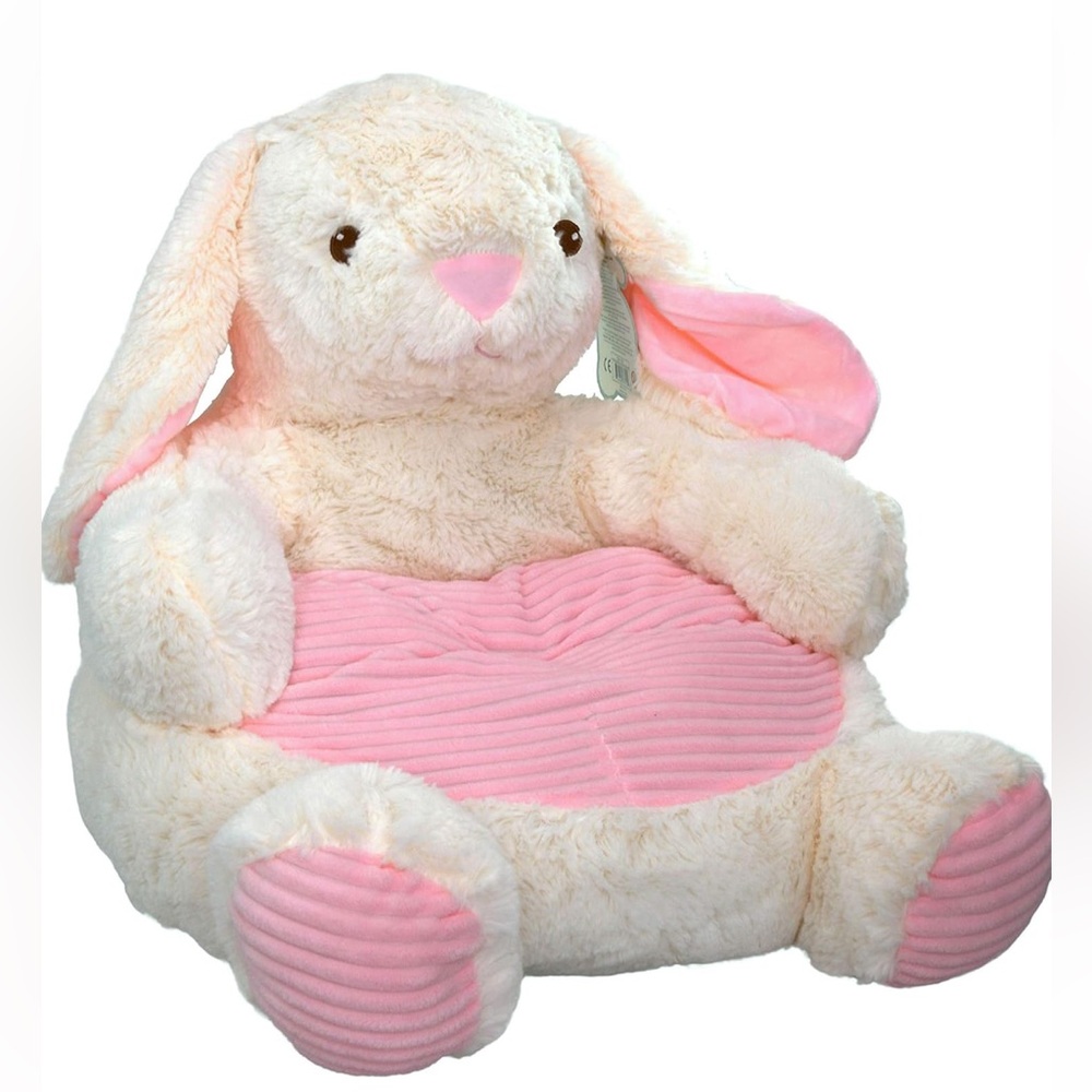 Plush Bunny Chair for Kids - Cream and Pink